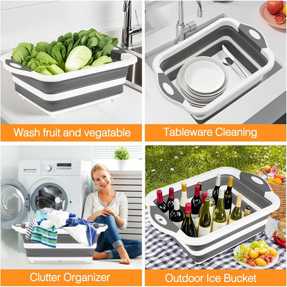 4-In-1 Multi-Board Basket | Foldable Sink & Cutting Board