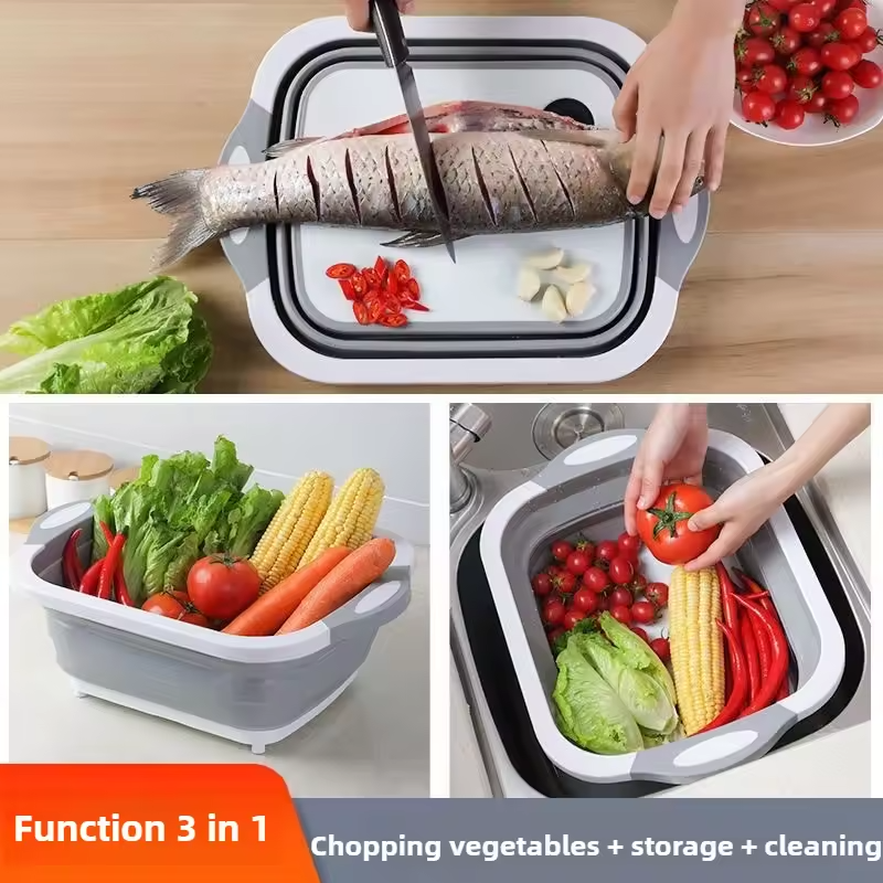 4-In-1 Multi-Board Basket | Foldable Sink & Cutting Board